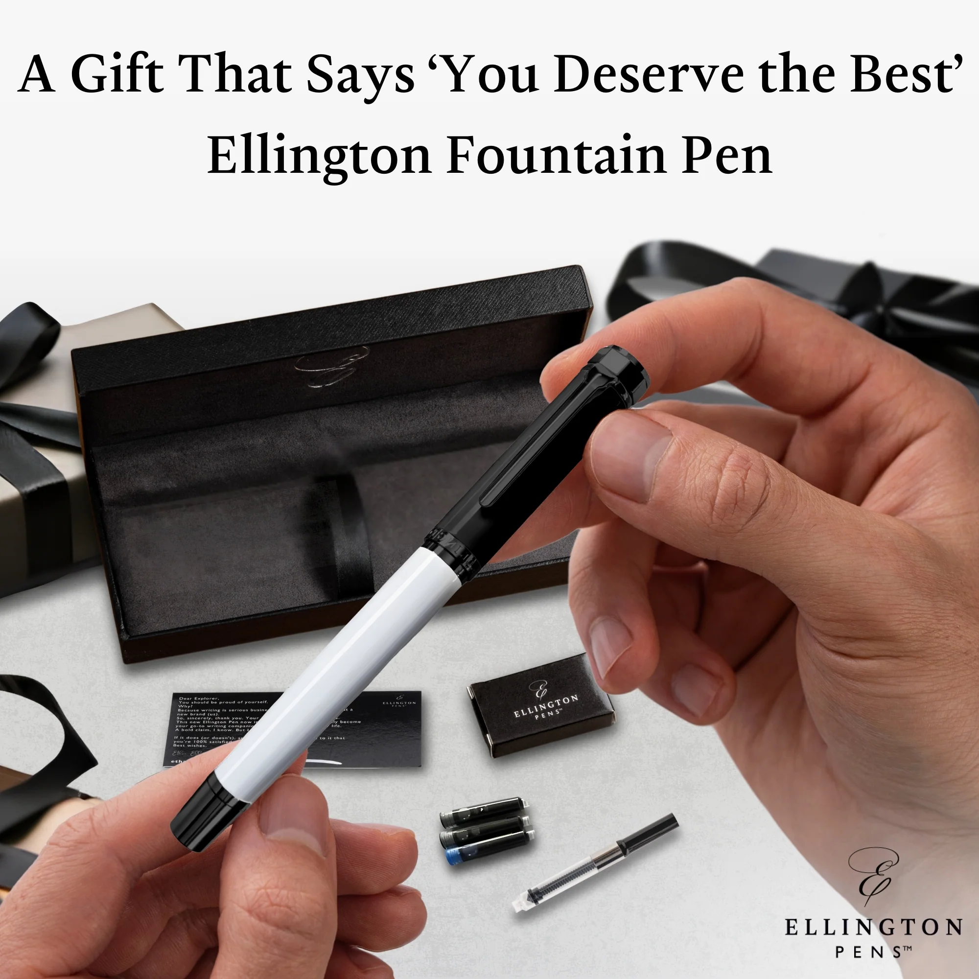 Ebony White Fountain Pen - Image 6
