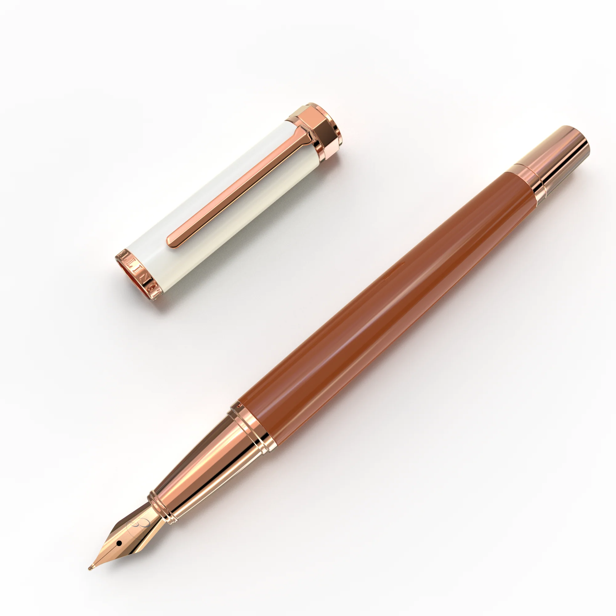 Ivory Suede Rose Gold Fountain Pen