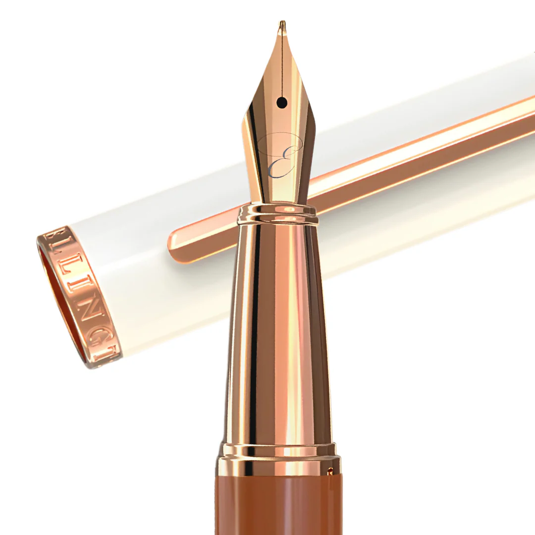 Ivory Suede Rose Gold Fountain Pen - Image 2