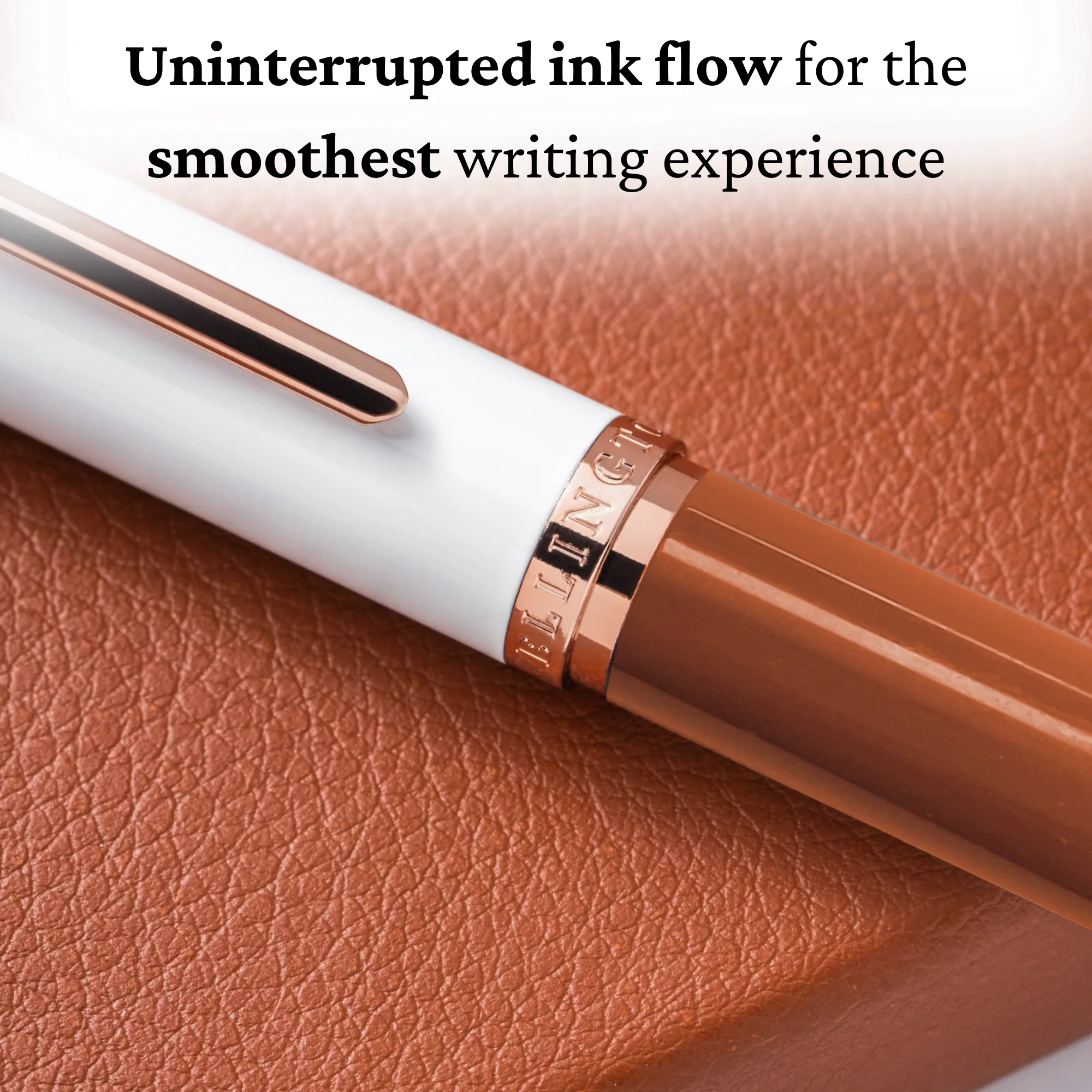 Ivory Suede Rose Gold Fountain Pen - Image 3
