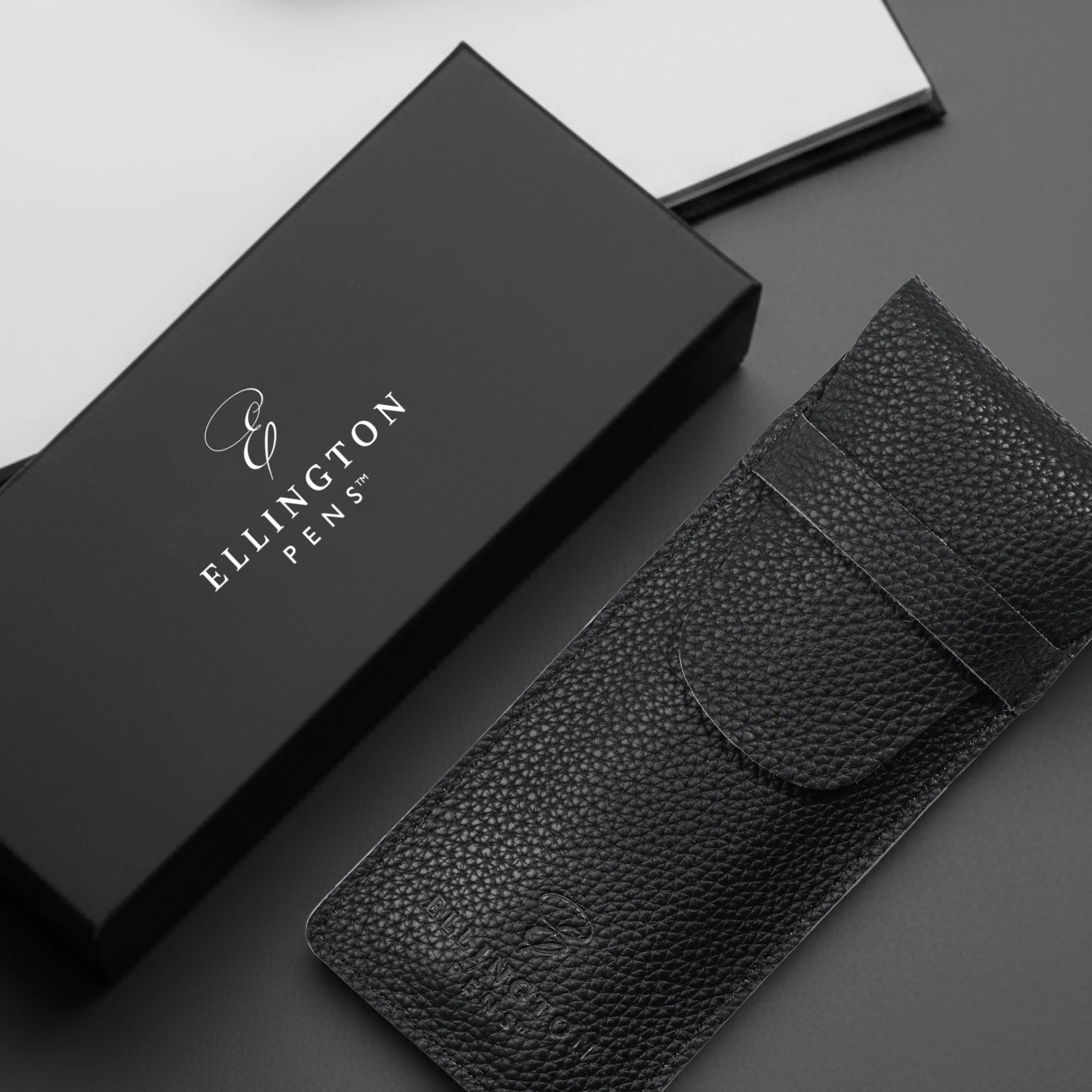 Black Leather Pen Case with Gift Box - Image 6