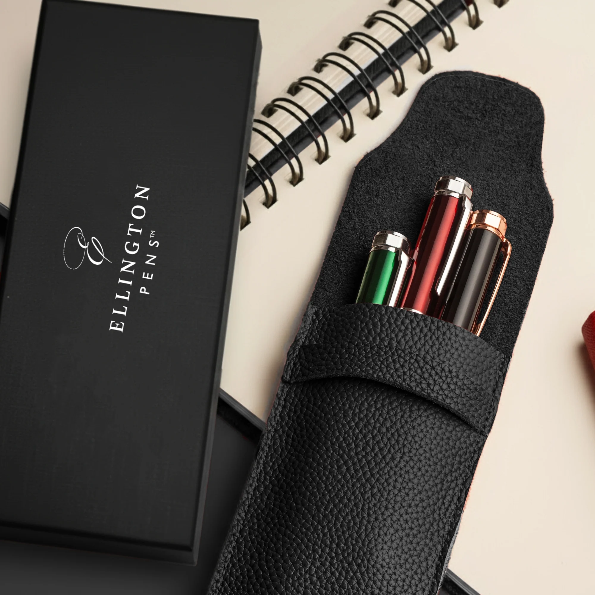 Black Leather Pen Case with Gift Box - Image 7
