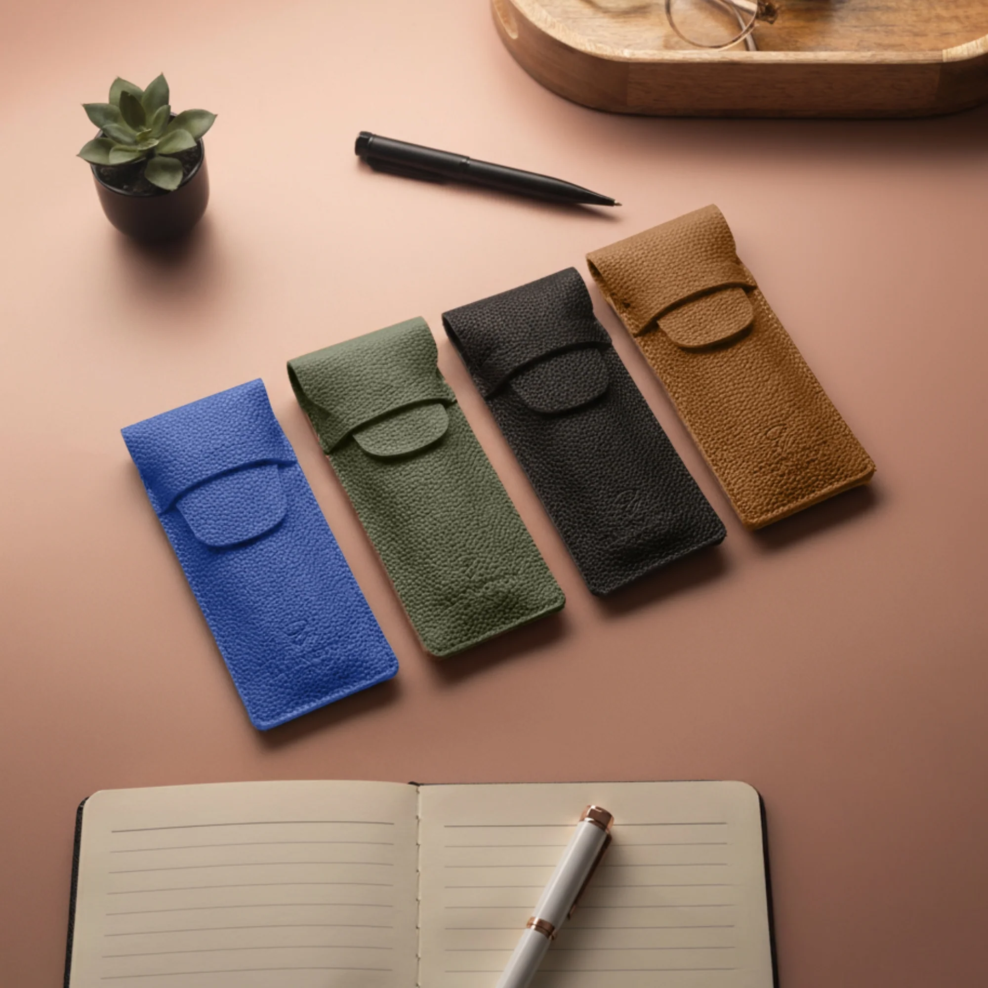 Black Leather Pen Case with Gift Box - Image 9
