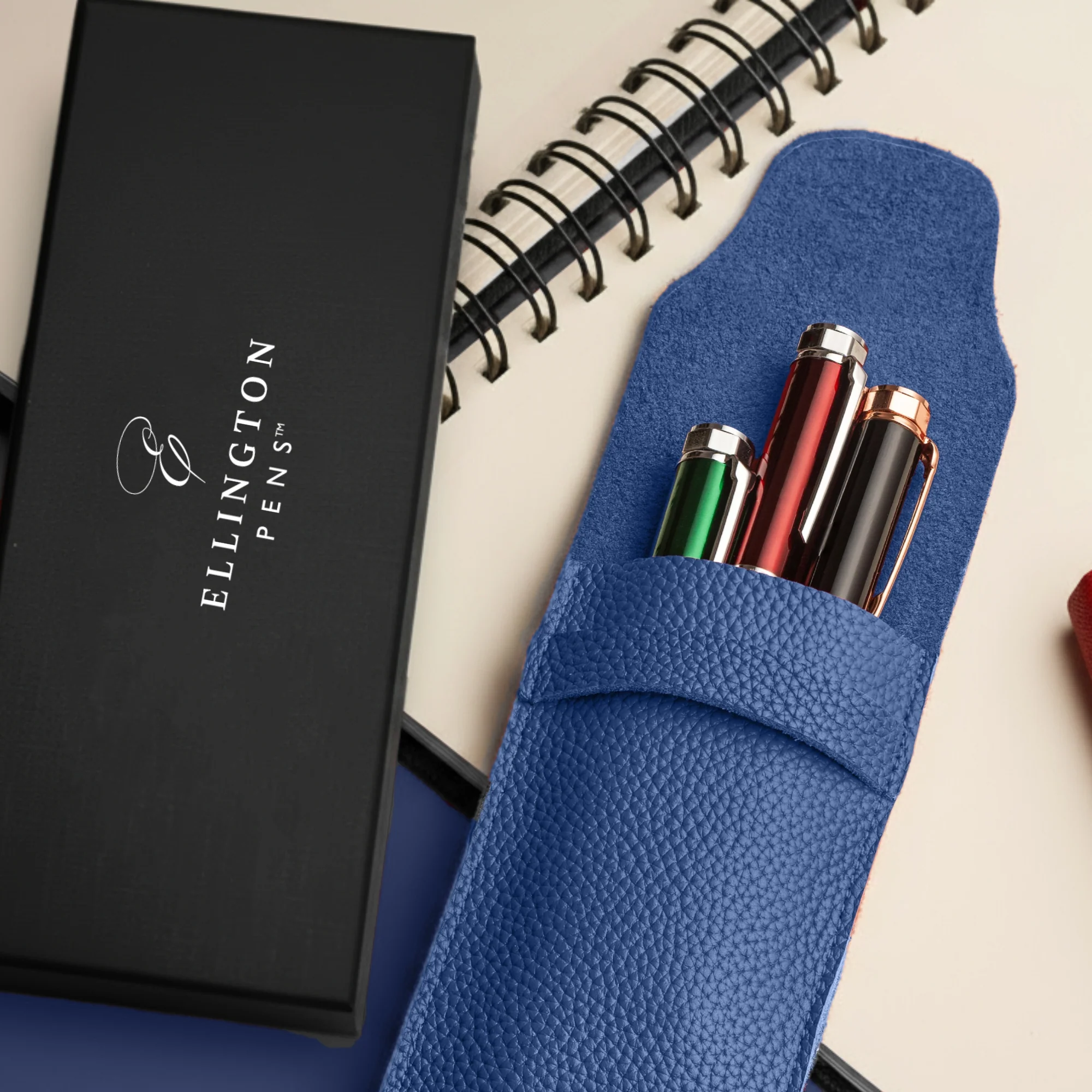 Blue Leather Pen Case with Gift Box - Image 7