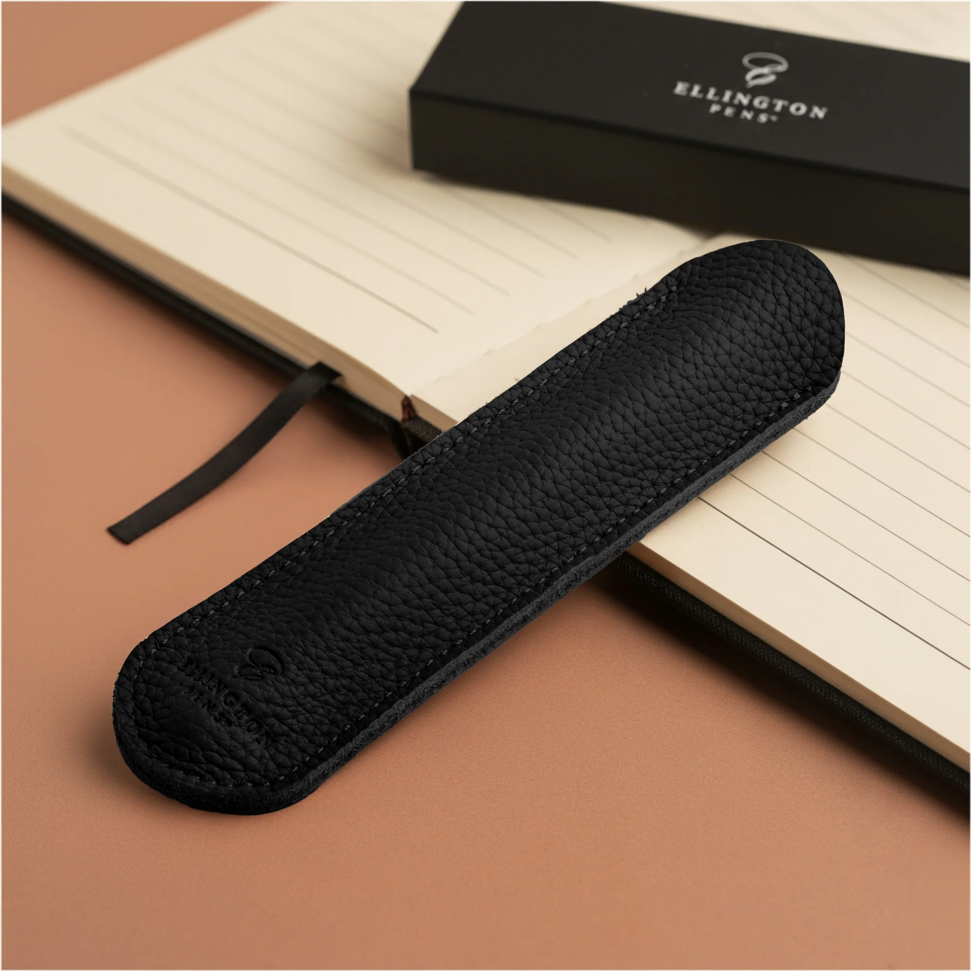 Black Leather Pen Sleeve with Gift Box - Image 5