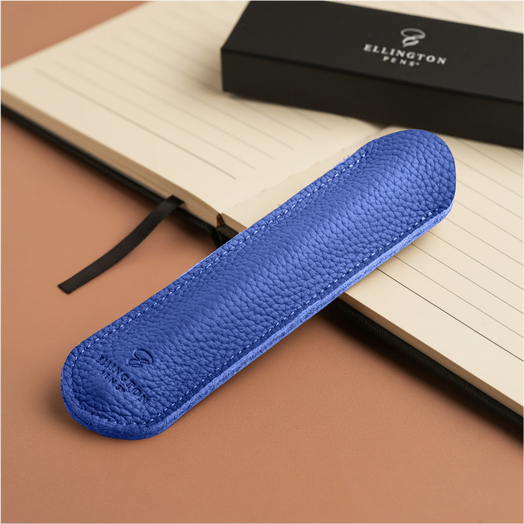 Blue Leather Pen Sleeve with Gift Box - Image 5