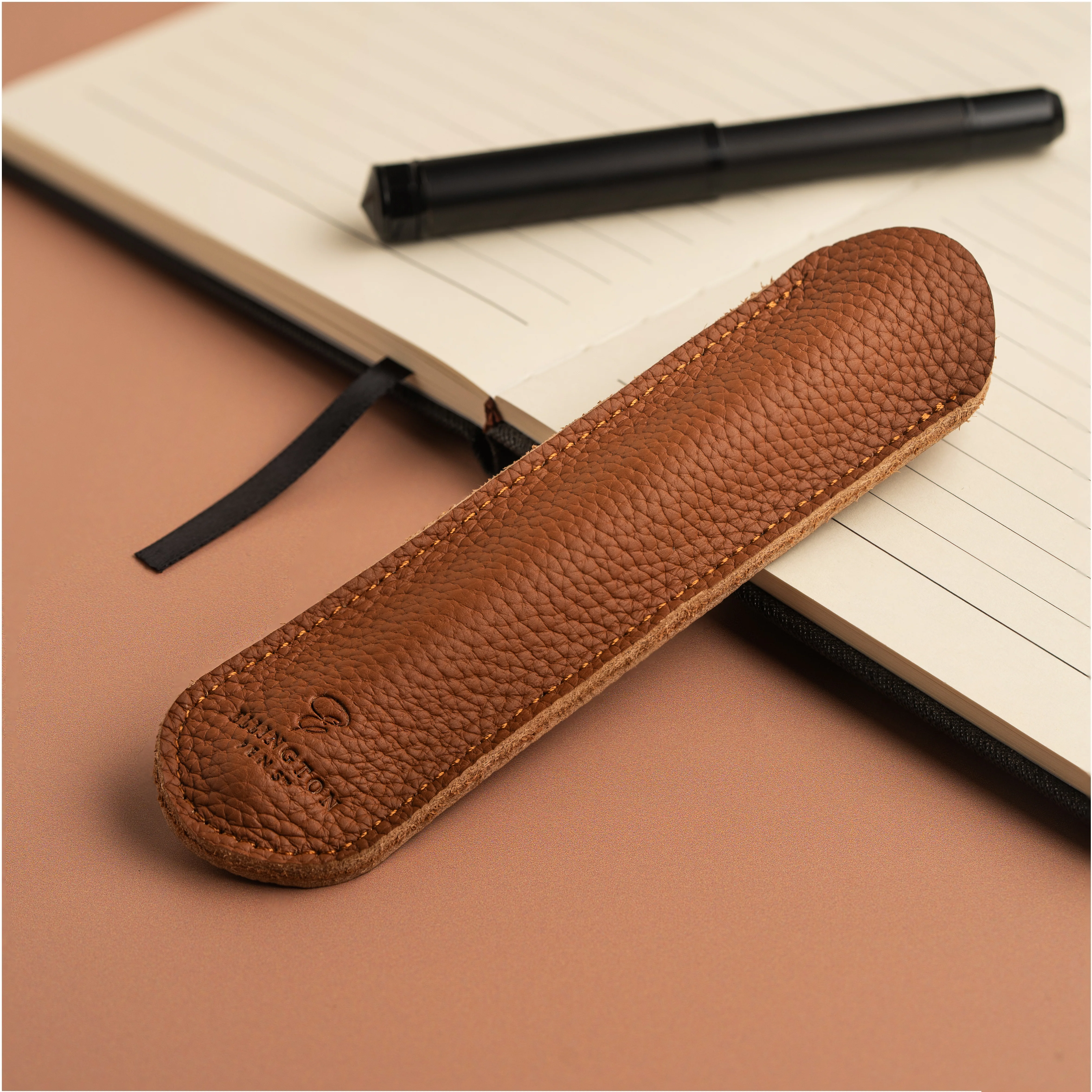 Leather Pen Sleeve Tan Brown - Image 2