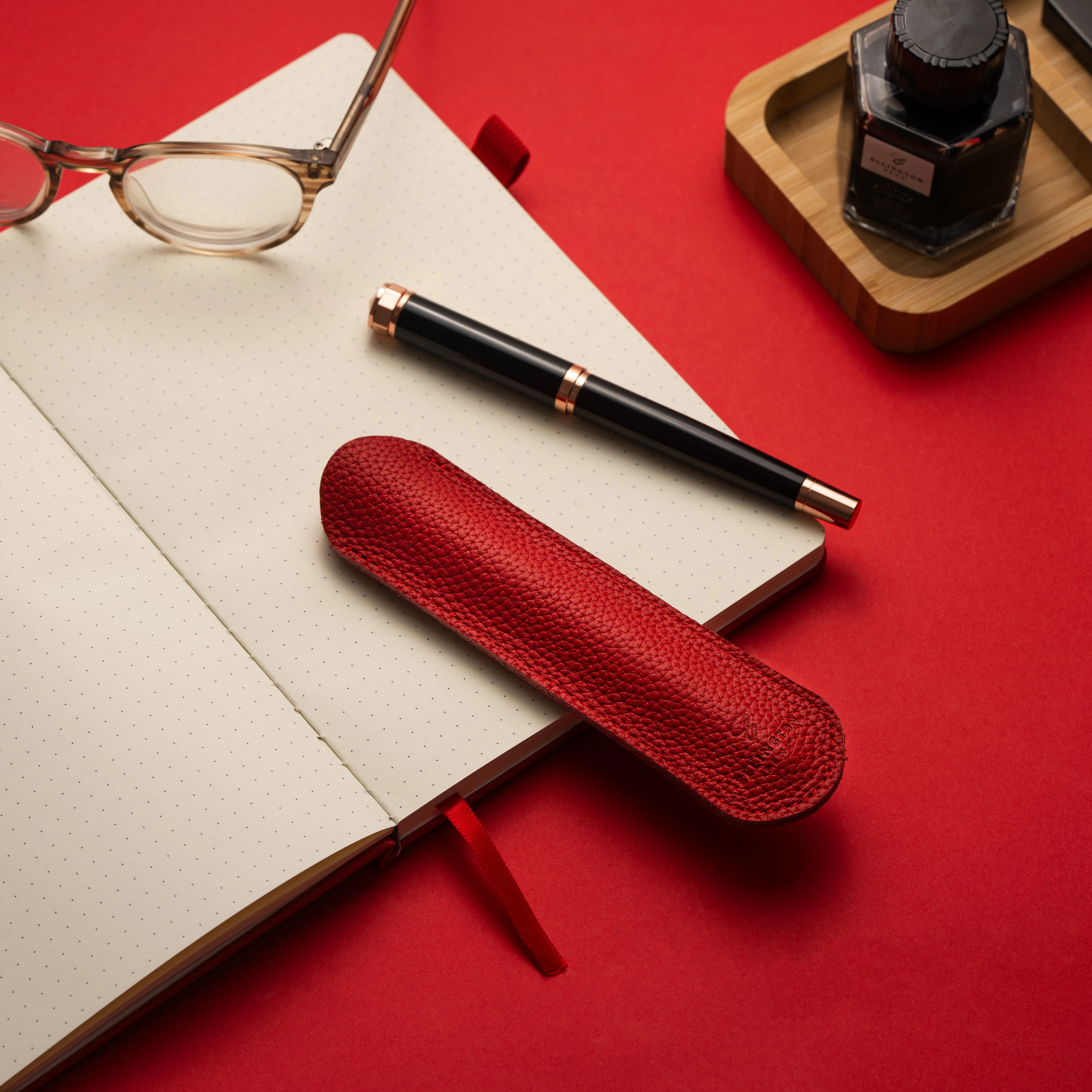 Leather Pen Sleeve Red - Image 3