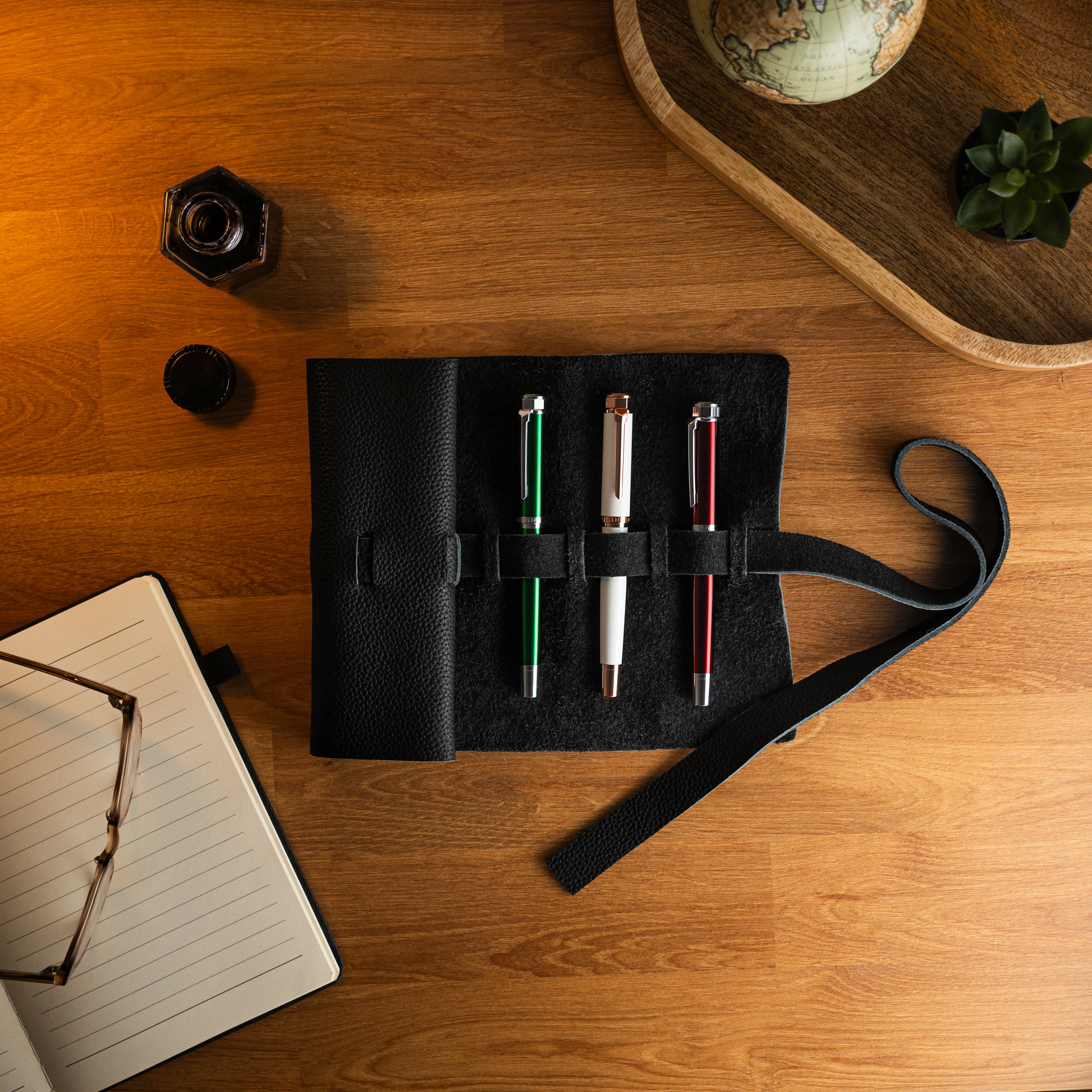 Leather Pen Roll Black - Image 3