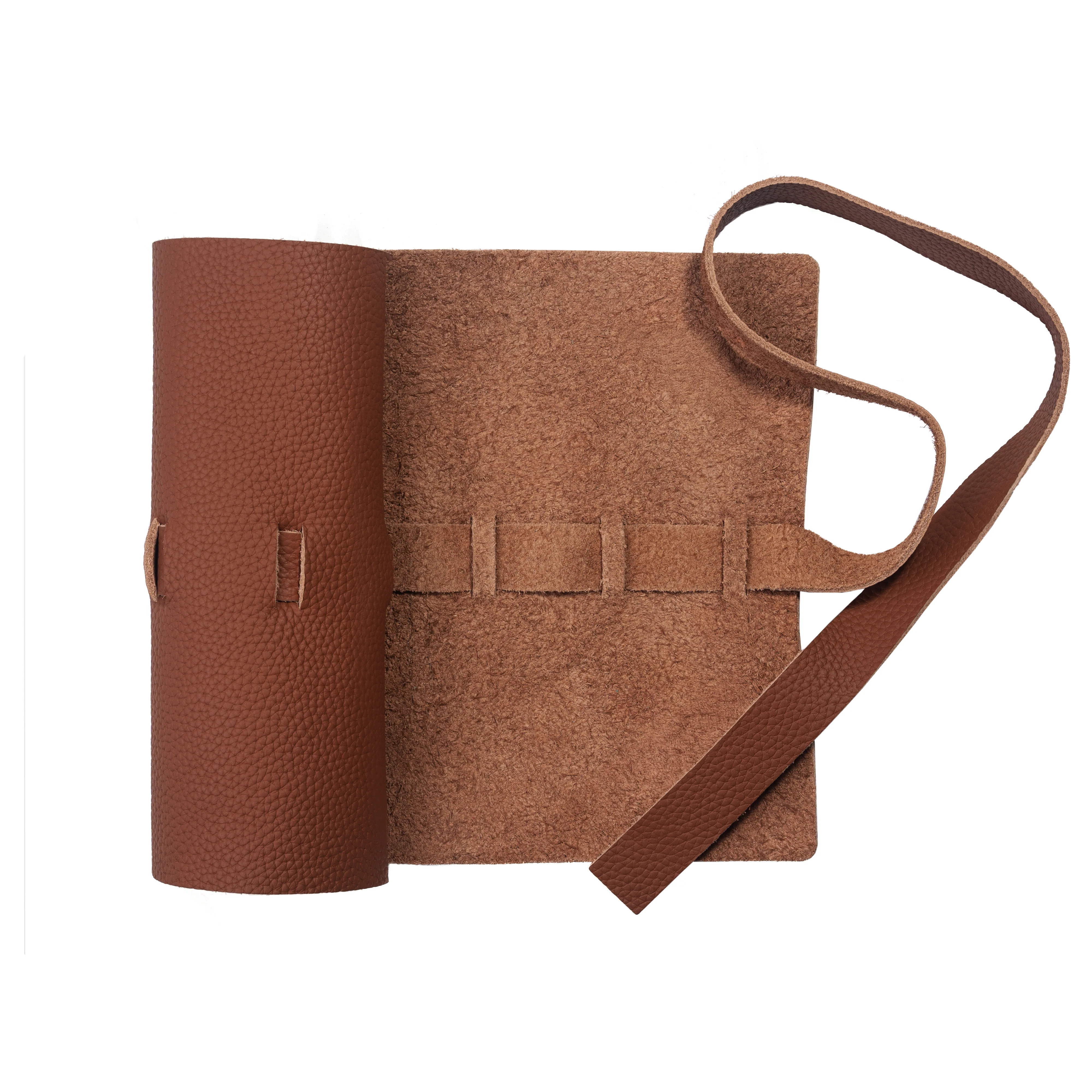 Leather Roll Pen Case Tan Brown